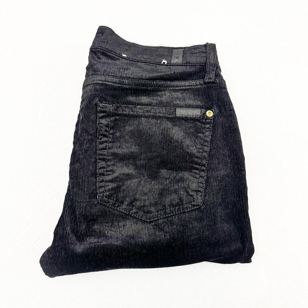 7 For All Mankind Corduroy Textured Black Denim Skinny Jeans Size 27